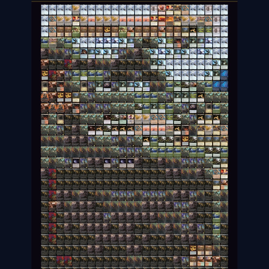 A large image assembled as a mosaic from hundreds of small tiled card images
